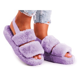 FRJ Women's Slippers on the Platform Fur Violet Cotton Candy purple