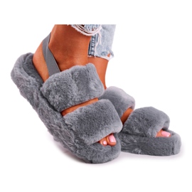 FRJ Women's Slippers on the Platform Fur Gray Cotton Candy grey
