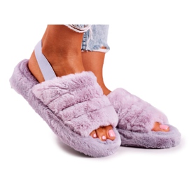 FJ1 Women's Slippers on the Fur Purple Snowflake Platform