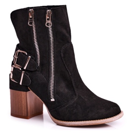 MSMG Women's Boots On Heel Suede Black Anabelle
