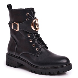 SEA Women's Boots Lace-up Workers Black Gold