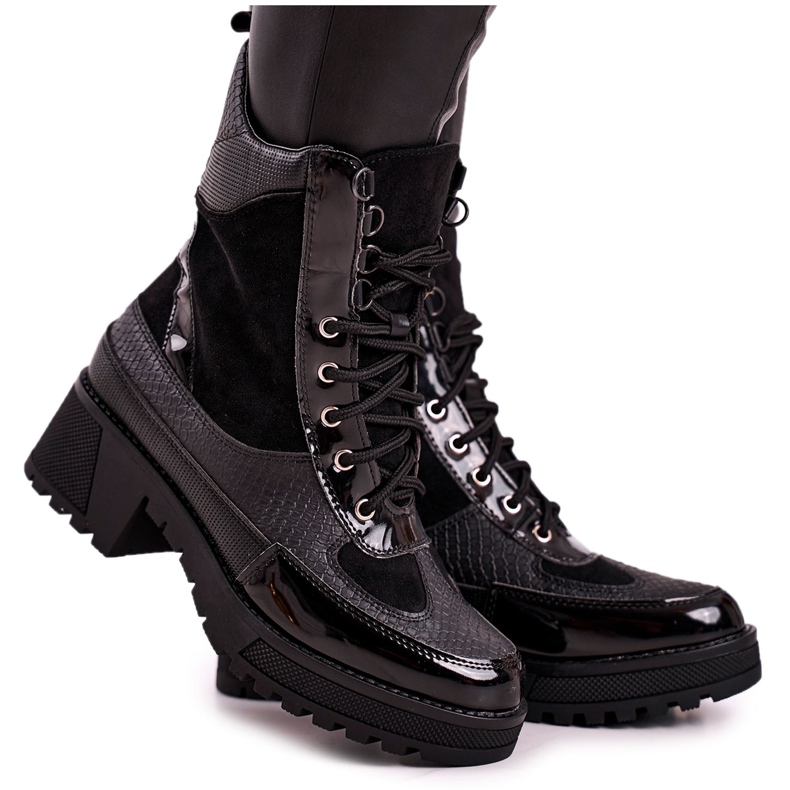 Boots Workers Warmed Black Animal Print Helena