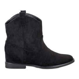 SHELOVET Warm cowboy boots on a hidden wedge black