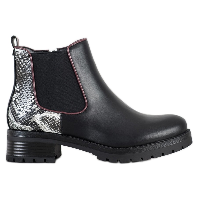 SHELOVET Comfortable Snake Print boots white black
