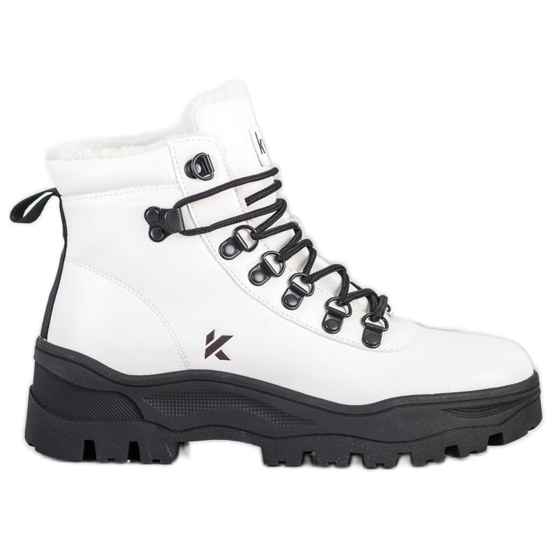Kylie Hiking Boots On The Platform White / Black Kylie Hiking Boots On The Platform White / Black