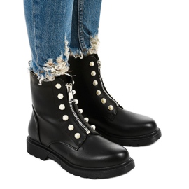 Black flat women's workery boots