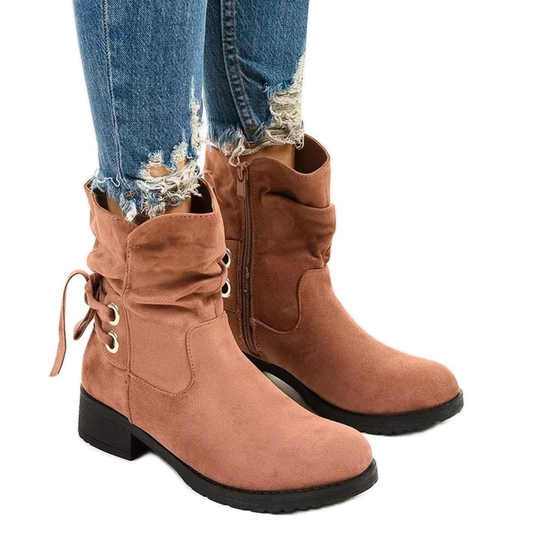 Afforen pink suede ankle boots