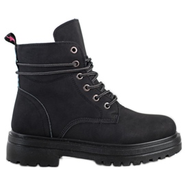SHELOVET Black Trappers With Eco Leather