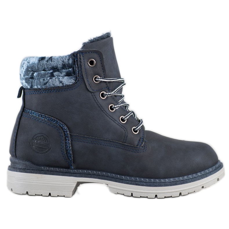 SHELOVET Hiking Boots With Velor Uppers navy blue silver