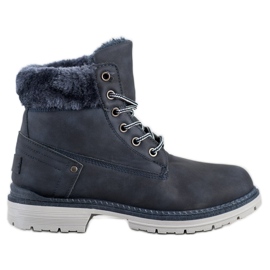 SHELOVET Hiking Boots With Fur navy blue