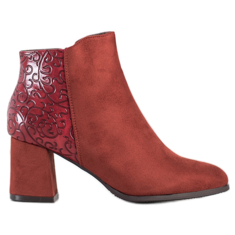 M.Daszyński Burgundy boots with a pattern brown red