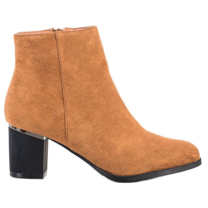 SHELOVET Camel Suede Booties brown yellow