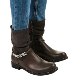 Gray flat ankle boots with a Petgell zipper grey