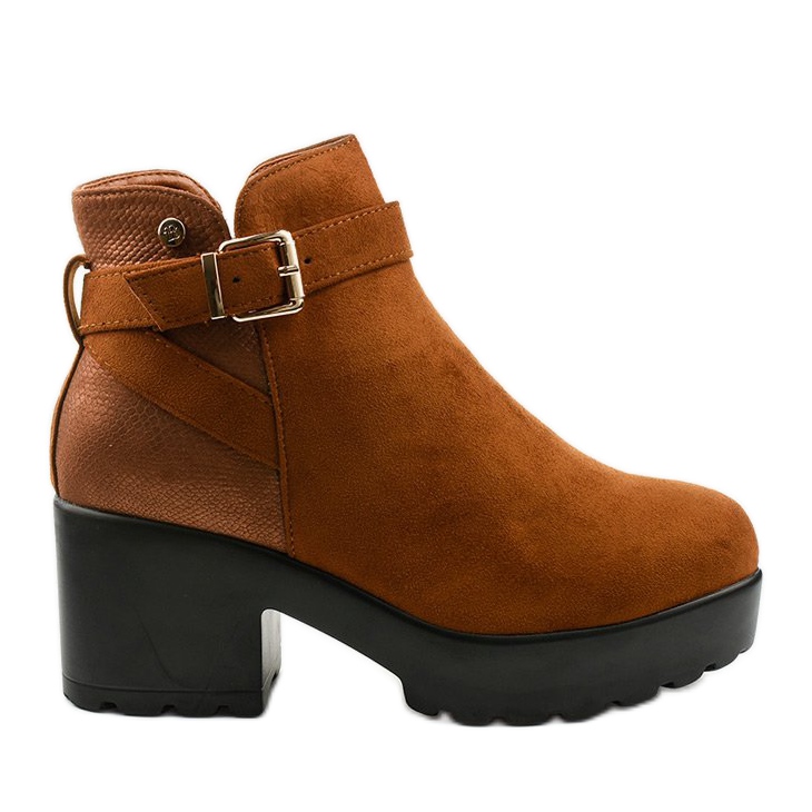 Camel ankle boots with a Meridvielle zipper brown yellow
