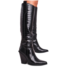 HAN Women's Boots On Heel Black Higher HAN Women's Boots On Heel Black Higher