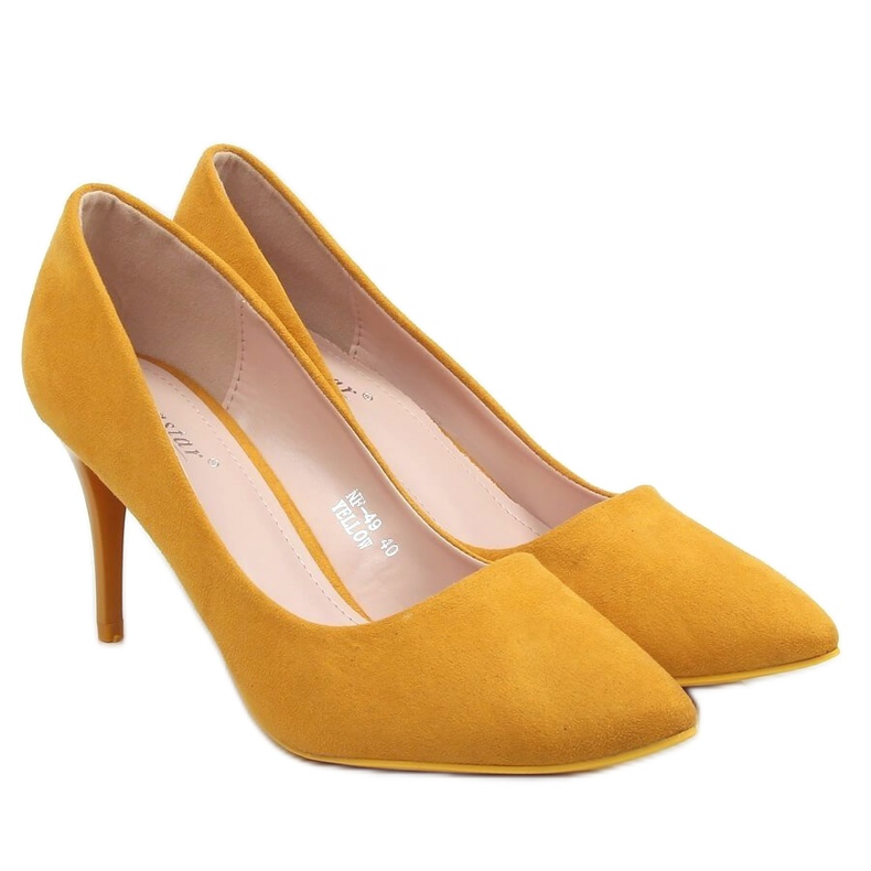 Pumps on a comfortable heel, honey NF-49P Yellow multicolored