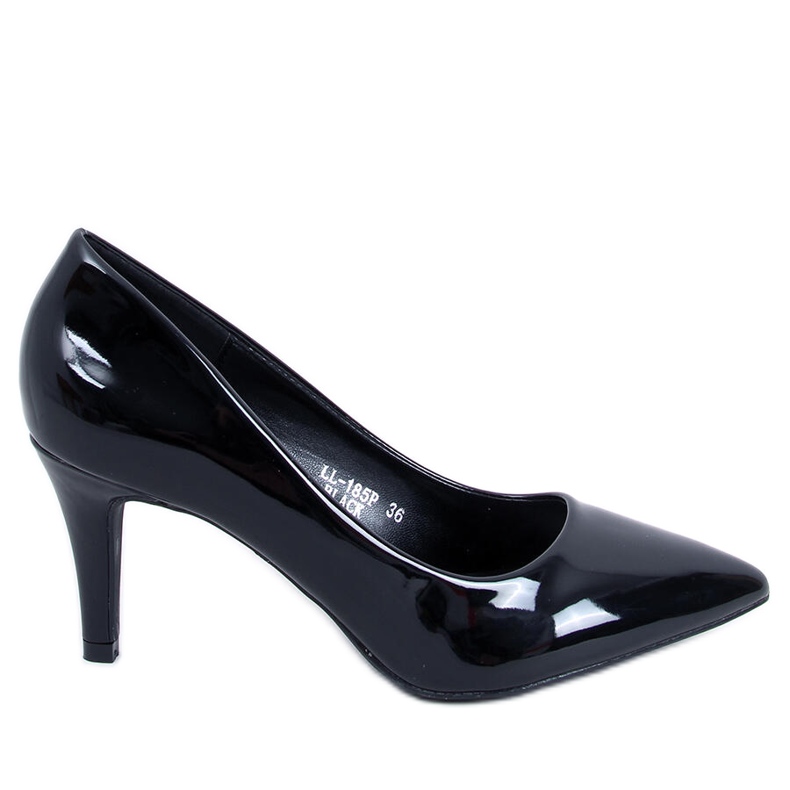 Black lacquered women's high heels LL-185P Black