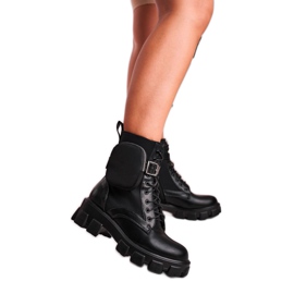 Joia Black Army Women's Platform Workers Boots with a kidney