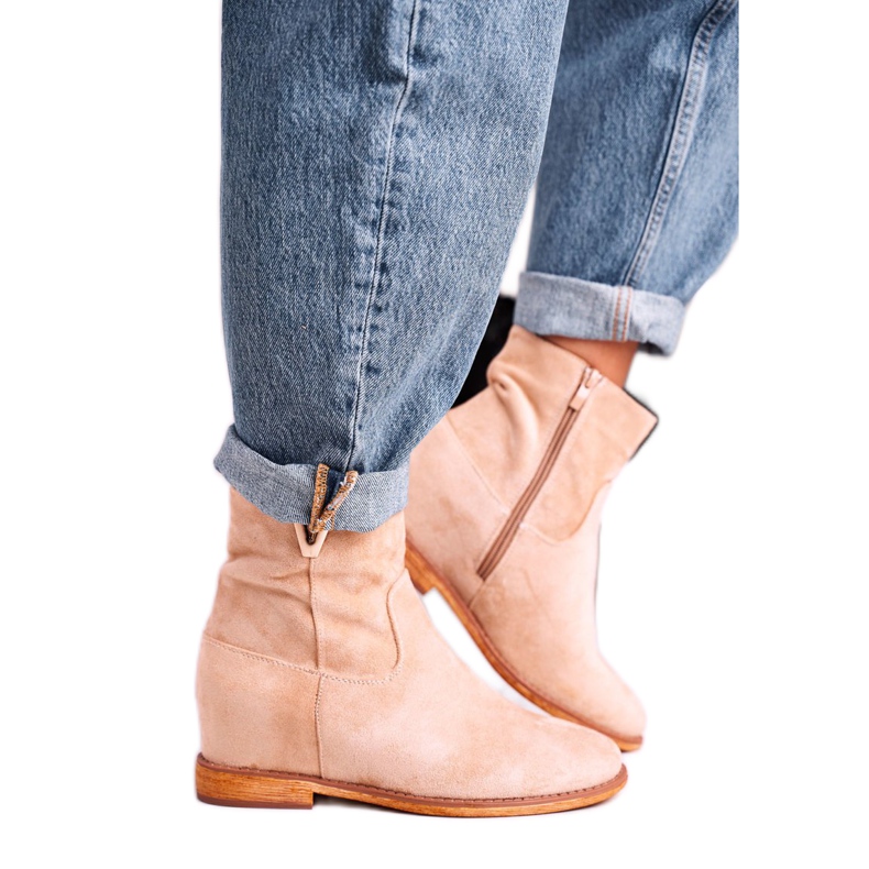 FG1 Women's Ankle Boots Suede Beige Vanya