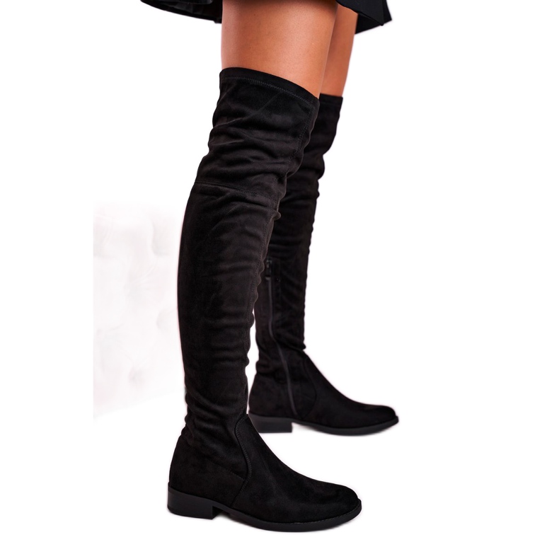 Women's Suede Over The Knee Boots Black Rebecca