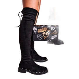 Isabel Black Suede Black Over-the-Knee Boots