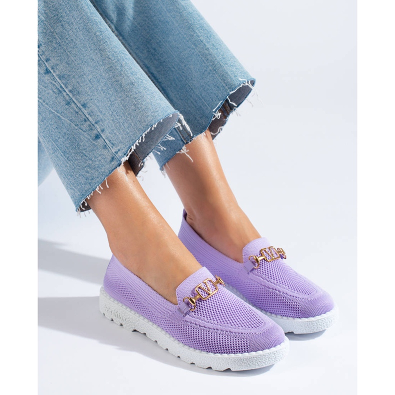 Lilac openwork loafers from Shelovet purple 1