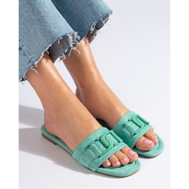 Women's green Shelovet suede slippers 1
