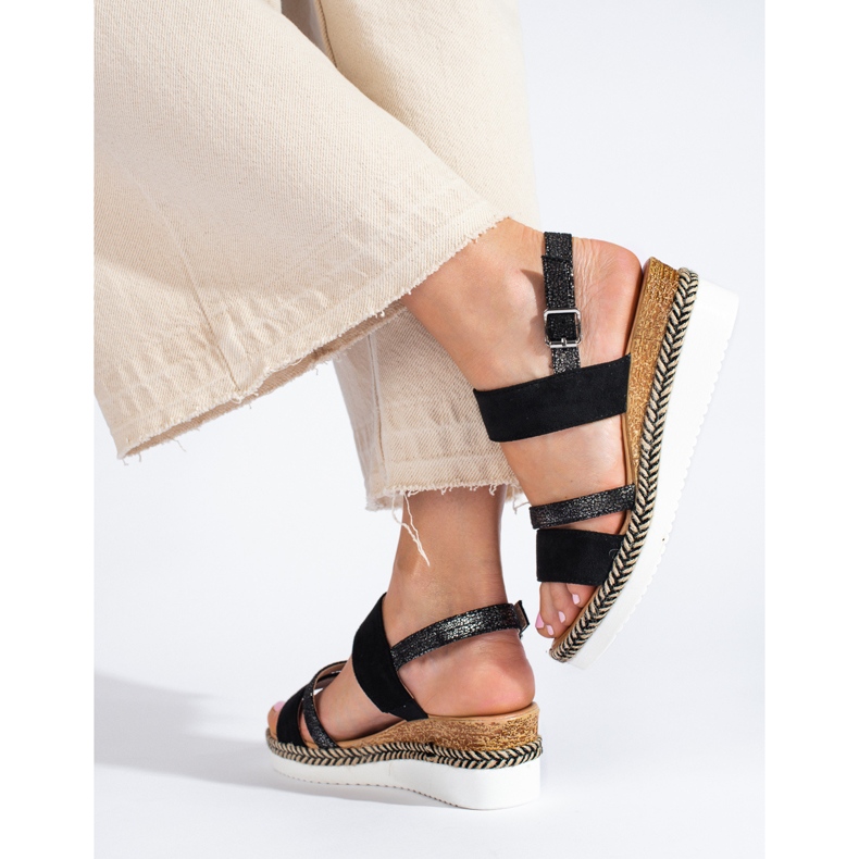 SHELOVET Black women's wedge sandals 1 SHELOVET Black women's wedge sandals 1