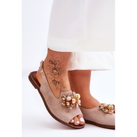 Suede Flat Sandals Nicole 2805/042 Beige 2 Suede Flat Sandals Nicole 2805/042 Beige 2