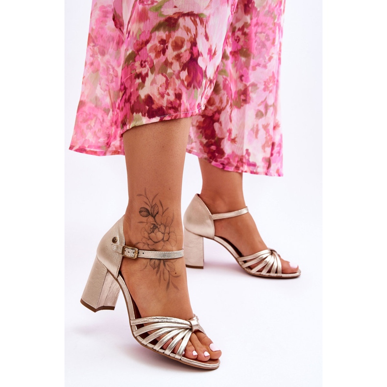 Leather Comfortable Sandals Maciejka 06025-25 Gold golden 2