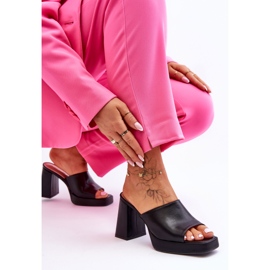 Black Livesa High Heels Leather Slippers 2