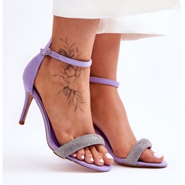 Suede High Heel Sandals With Purple Moments Rhinestones violet 1