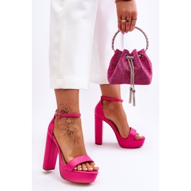 Leather Sandals On A High Heel And Platform Pink Sky Dream 1