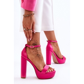 Leather Sandals On A High Heel And Platform Pink Sky Dream 2