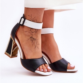 Elegant Black And White High Heel Sandals 1