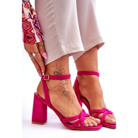 Classic Fuchsia Bernett Suede Heel Sandals pink 7