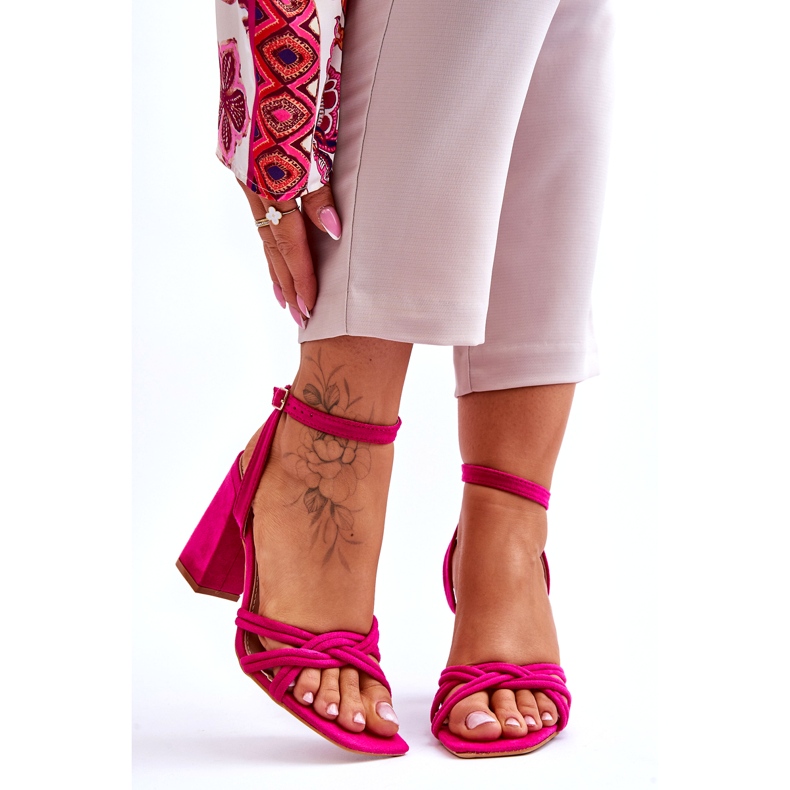 Classic Fuchsia Bernett Suede Heel Sandals pink 1