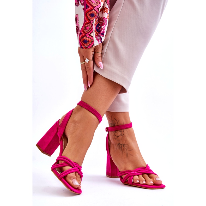 Classic Fuchsia Bernett Suede Heel Sandals pink 2
