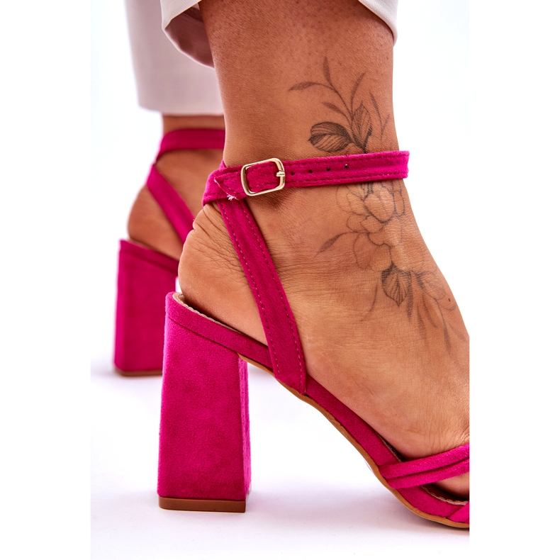 Classic Fuchsia Bernett Suede Heel Sandals pink 4