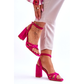 Classic Fuchsia Bernett Suede Heel Sandals pink 5