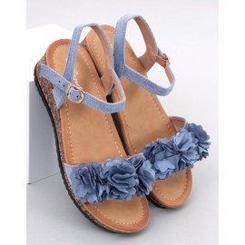 Wedge sandals with Pionter Blue flowers 1