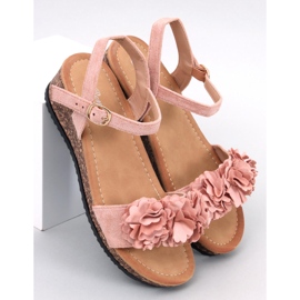 Wedge sandals with flowers Pionter Pink 1