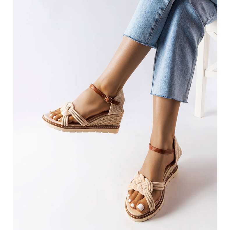Arabela beige wedge slides 1