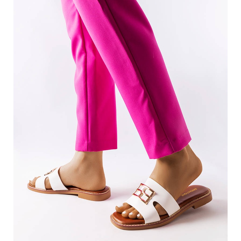 Sabrine white flip flops 2