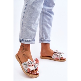 Women's Slippers With A Fabric Bow Beige Blossom 1