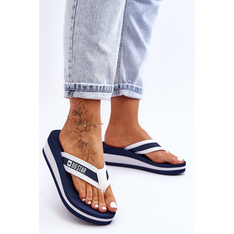 Women's Wedge Flip Flops Big Star HH274A094 Navy Blue 1 Women's Wedge Flip Flops Big Star HH274A094 Navy Blue 1