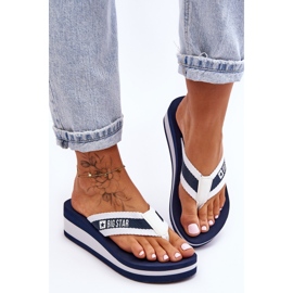 Women's Wedge Flip Flops Big Star HH274A094 Navy Blue 2 Women's Wedge Flip Flops Big Star HH274A094 Navy Blue 2