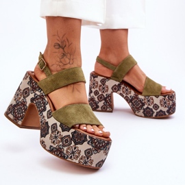 Leather Heels Sandals Maciejka 06089-24 Green 1