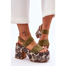 Leather Heels Sandals Maciejka 06089-24 Green 2