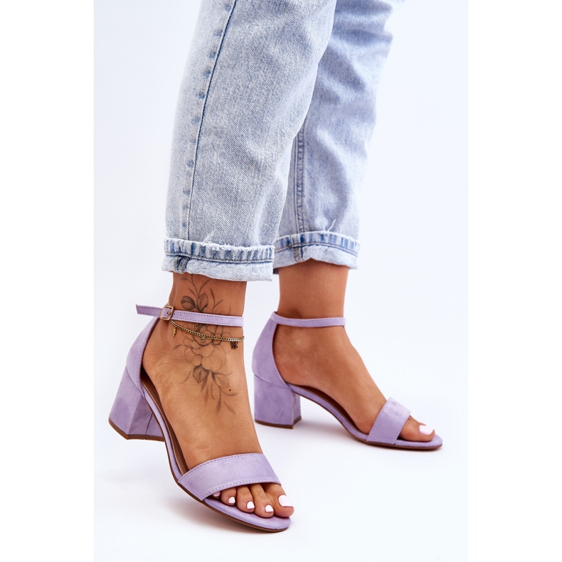 Honeymoon Purple Suede Classic Low Heel Sandals violet 2